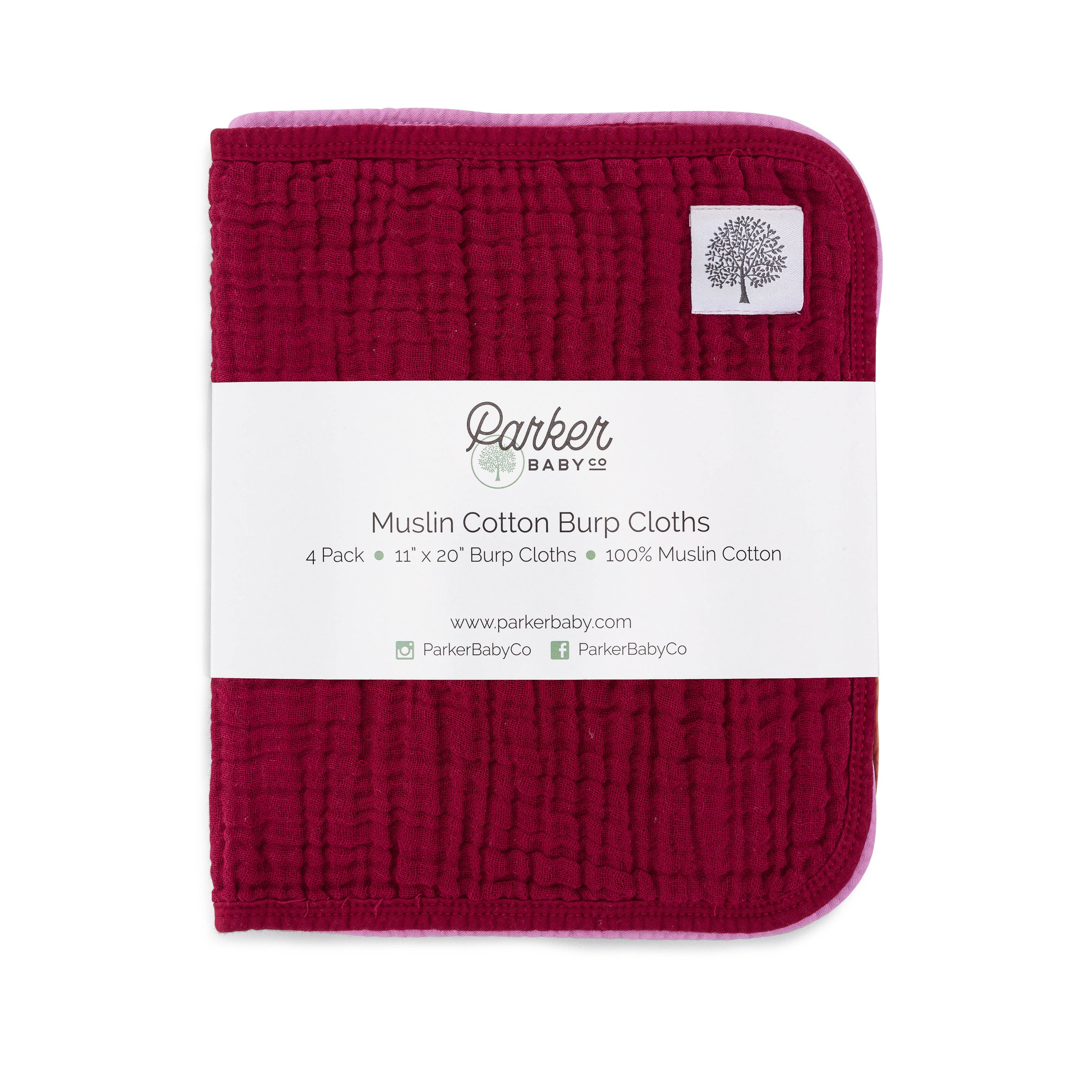 Parker Baby Co. - Wholesale Burp Cloth Set - Baby - Rose Set - Muslin Burp Cloths (4 Pack)7