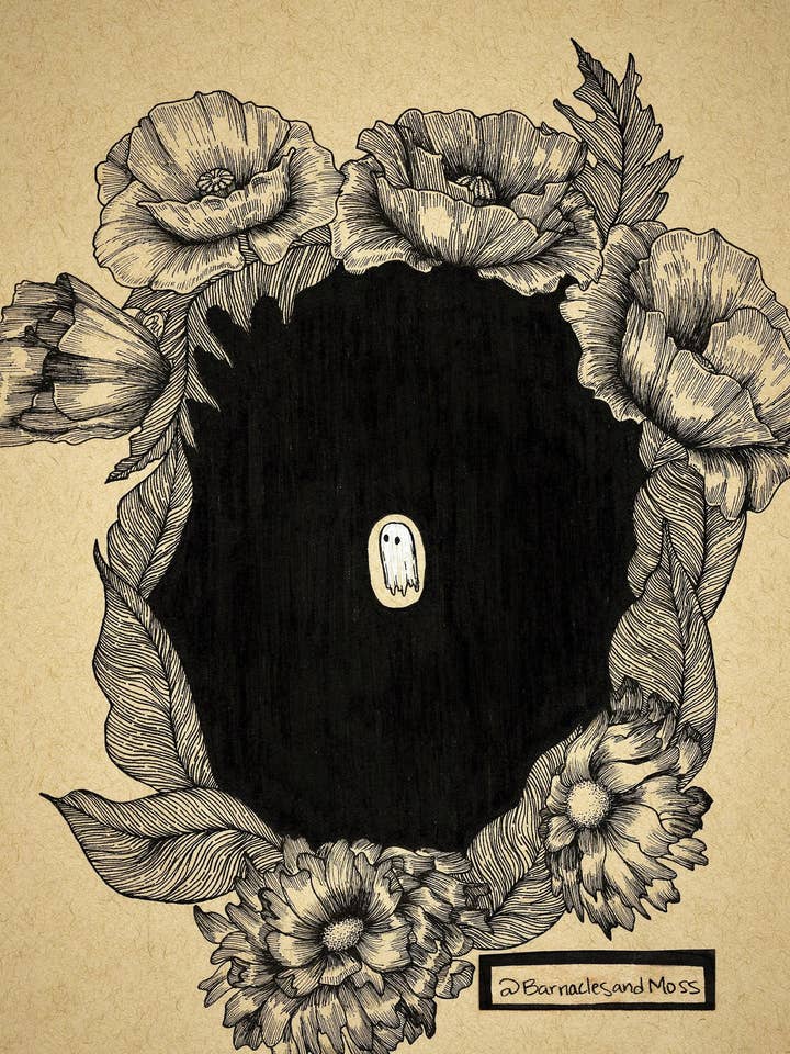 Tiny Vintage Ghost Fine Art Print for wholesale by Barnacles and Moss