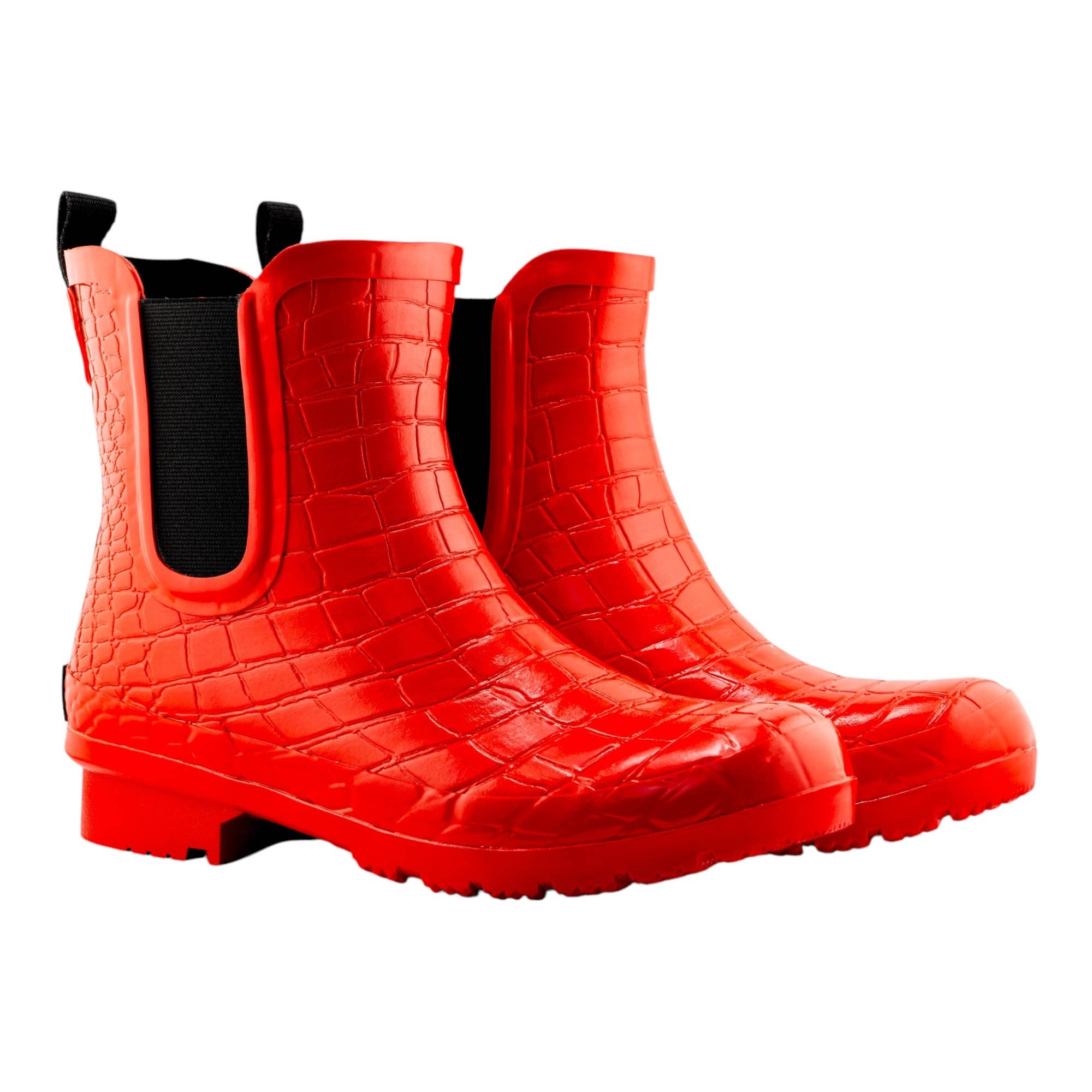 ROMA BOOTS – Großhandel Chelsea Boots – Damen – CHELSEA RED CROC EMBOSS DAMEN KNÖCHELIGE REGENSTIEFEL