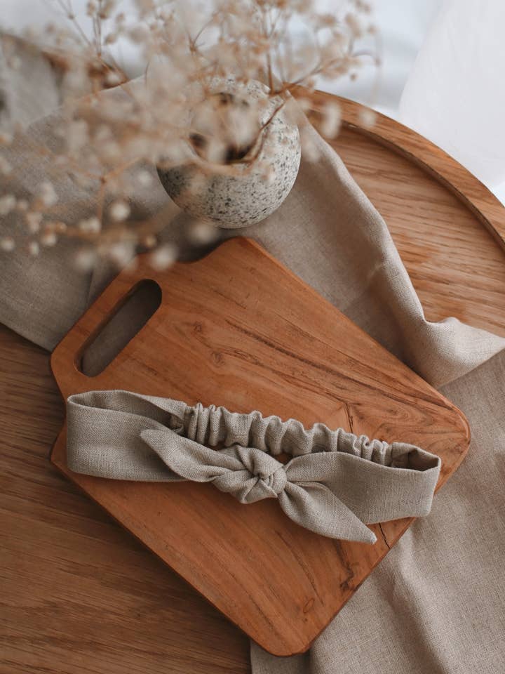 Linen headband with buckle - Raw natural for wholesale by Boutique Soha