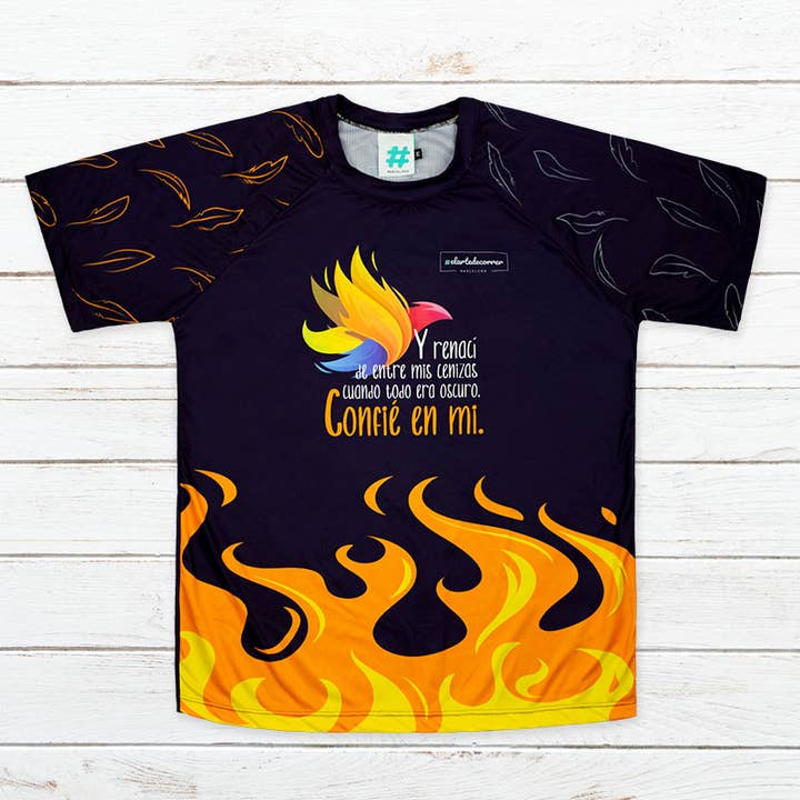 Camiseta técnica masculina #AveFénix por atacado de elartedecorrer