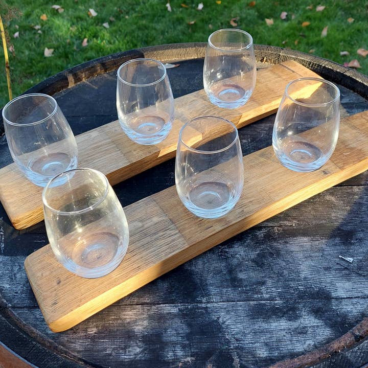Wine Flights Made From Recycled Barrel Staves for wholesale by Barrel Builds