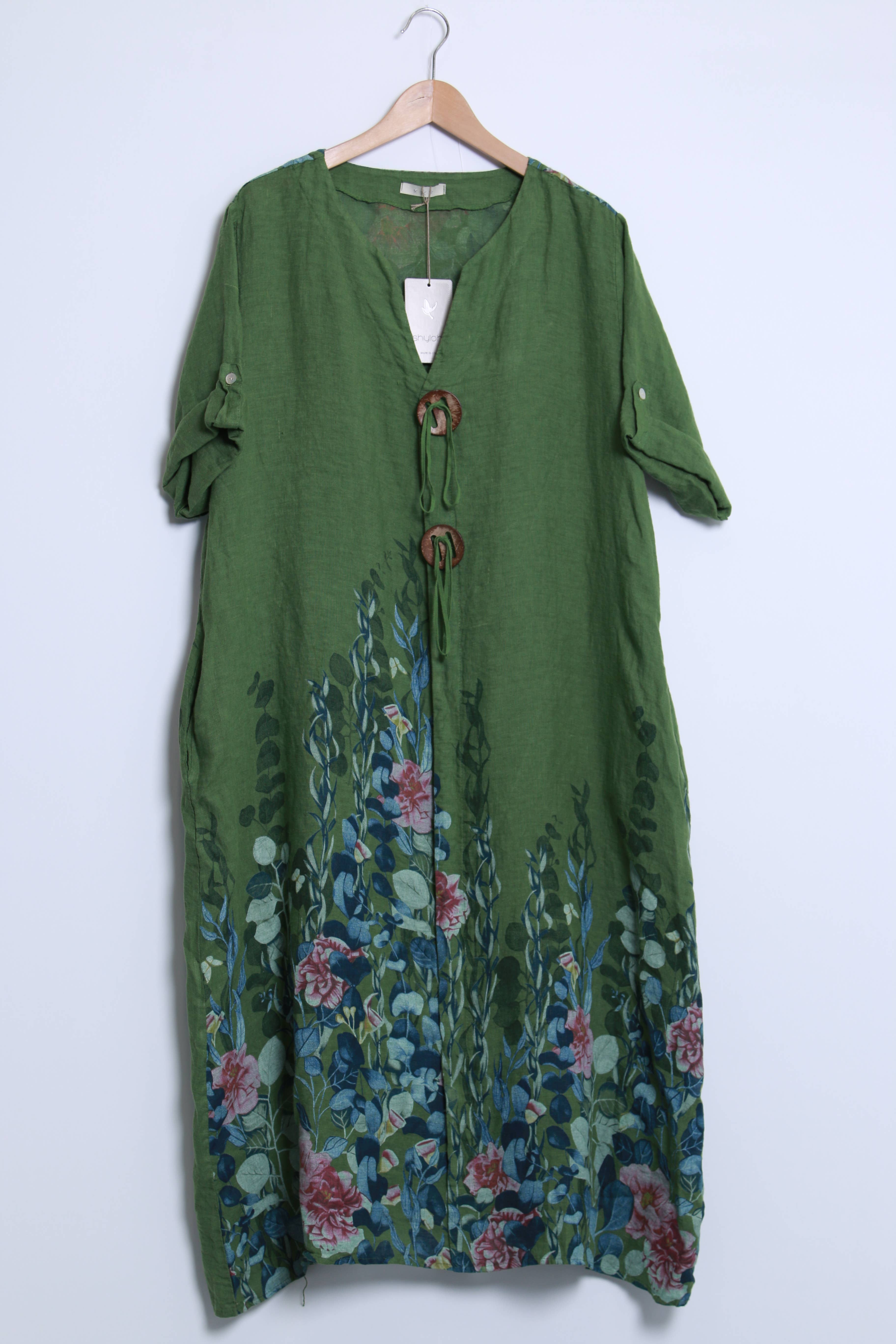 Shyloh - Vente Robe – femme - Robe en lin à imprimé fleuri et 2 boutons 1495520