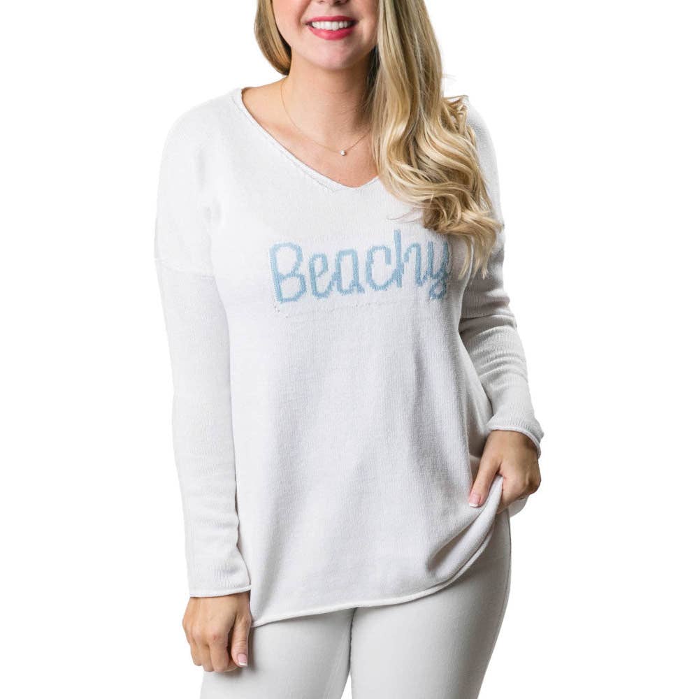 Top It Off - Wholesale Knit Sweater - Women's - Cove V-Neck Beach and Salty Sweaters- Casual Fun - Winter 20257