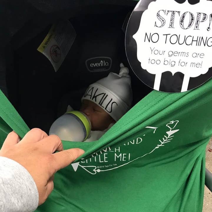 Three Little Tots - Wholesale Sign - Black and White No Touching Baby Car Seat Sign Tag11