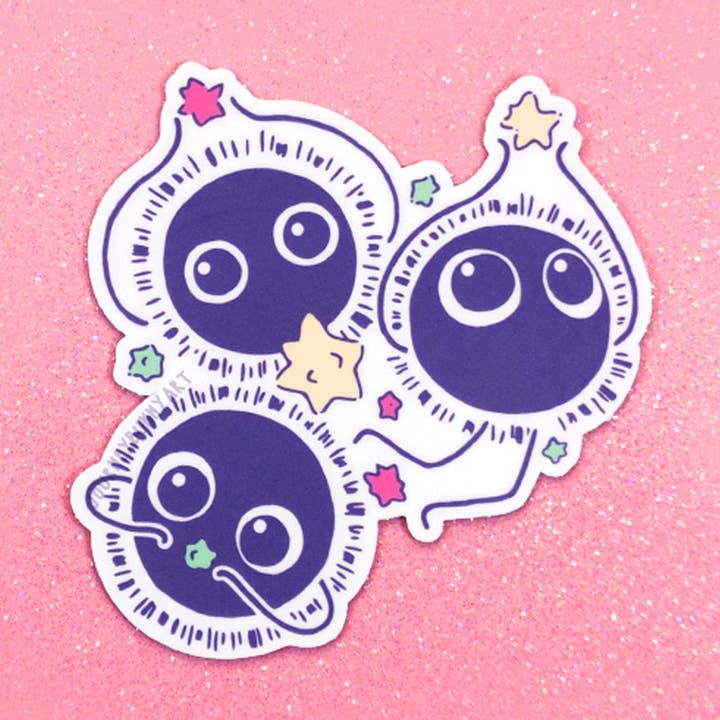 Fuzzy Black Sprites Waterproof Uv-proof Vinyl Sticker for wholesale by Journeybunny