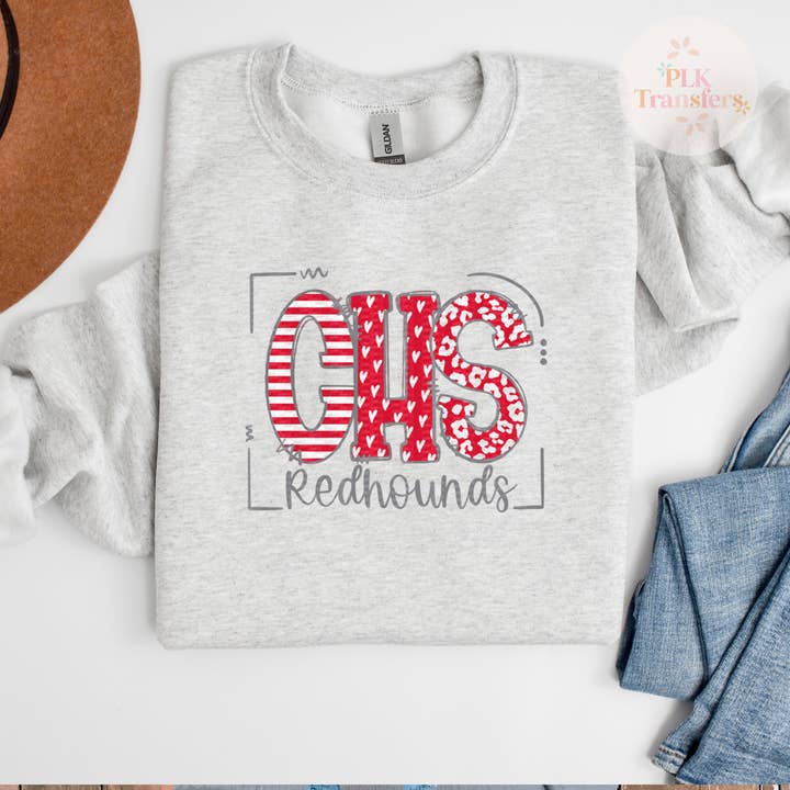 CHS Redhounds, Corbin, School Spirit | DTF Print | FULLFÄRG för wholesale av PLK Transfers