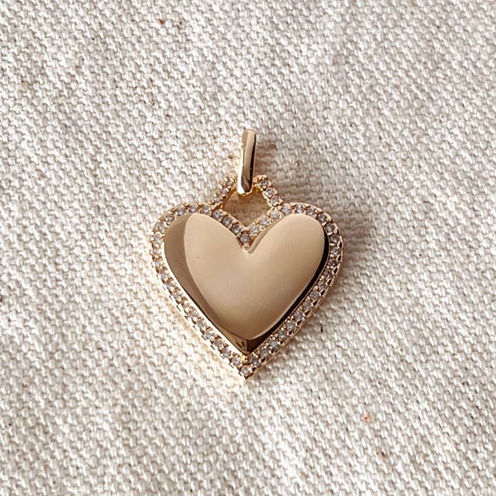 GoldFi - Wholesale Individual Charm/Pendant - 18k GoldFilled Heart Pendant With Cubic Zirconia Around