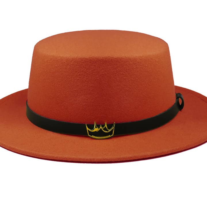 Chapeau Fedora en feutre plat (rouille) pour la vente par Lavish Blanc