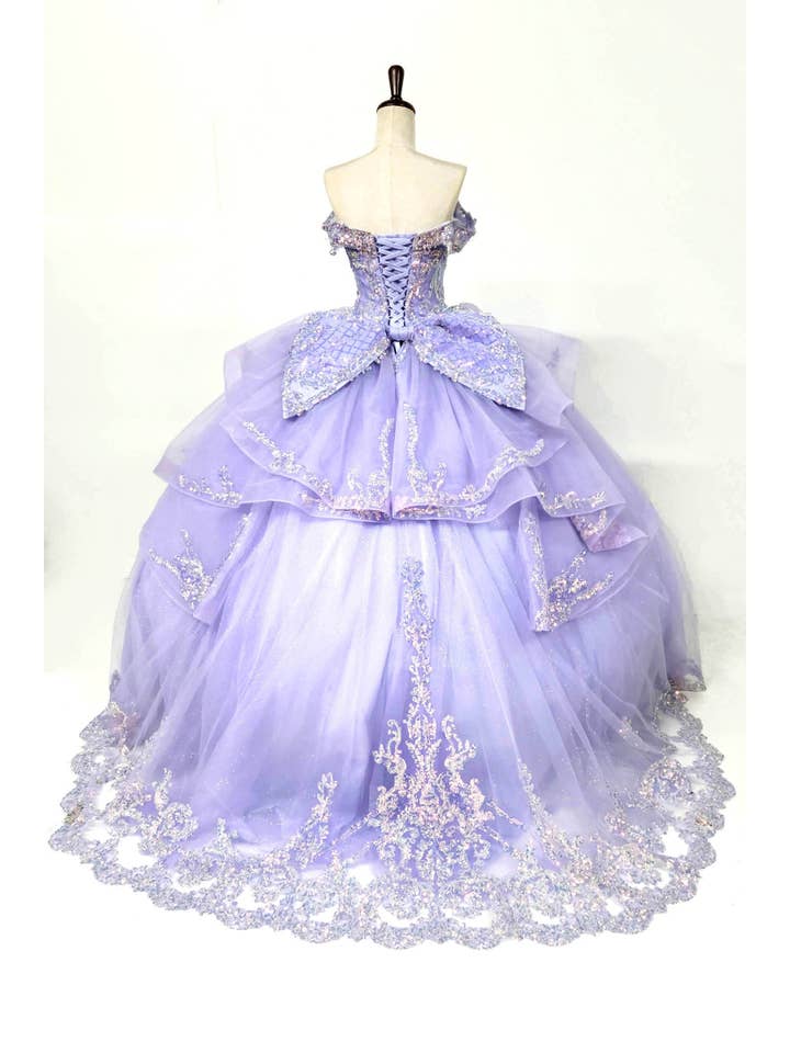 Chicas - Wholesale Dress - Women's - Multilayered Quince Dress With Bow and Sequins CHF306326