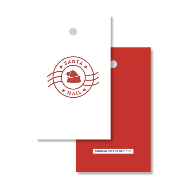 Rote Weihnachtsmann-Geschenkanhänger – Set mit 8 Stück, Hergestellt in den USA für den Großhandel von Duncan Sister Designs