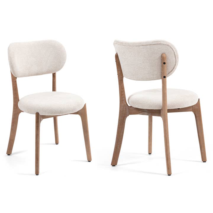 Glamour Home - Wholesale Chair - Set of 2 Bernardo Beige Washed Woven Fabric Dining Chair