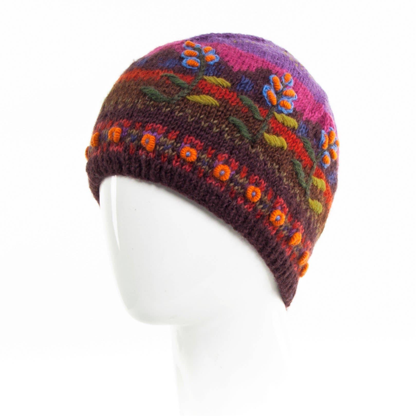 Lost Horizons Knitwear – Ships from USA - Wholesale Beanie - Women's - Chloe Wool Hat – Hand-Embroidered Floral Knit Beanie7