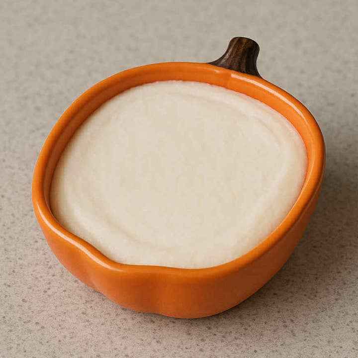 Græskartærte Fast Opvaskesæbe – 6 oz i Genanvendelig Ramekin for engroshandel hos Royal Flamingo Boutique