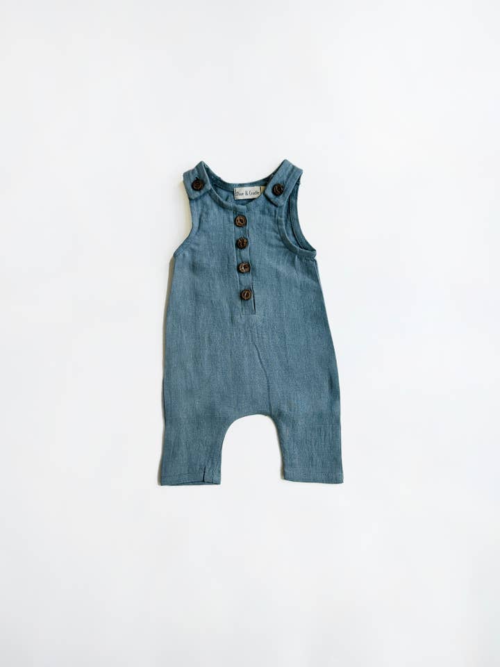 OLIVE & CRADLE - Wholesale Jumpsuit - Baby - Pierre II Linen overall Buttoned Jumper