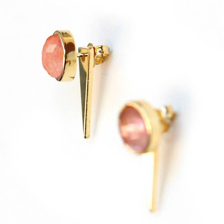 Sonia Hou Jewelry - Wholesale Stud/Post Earrings - FIRE 3-WAY PINK CORAL EARRING JACKETS IN 24K GOLD8