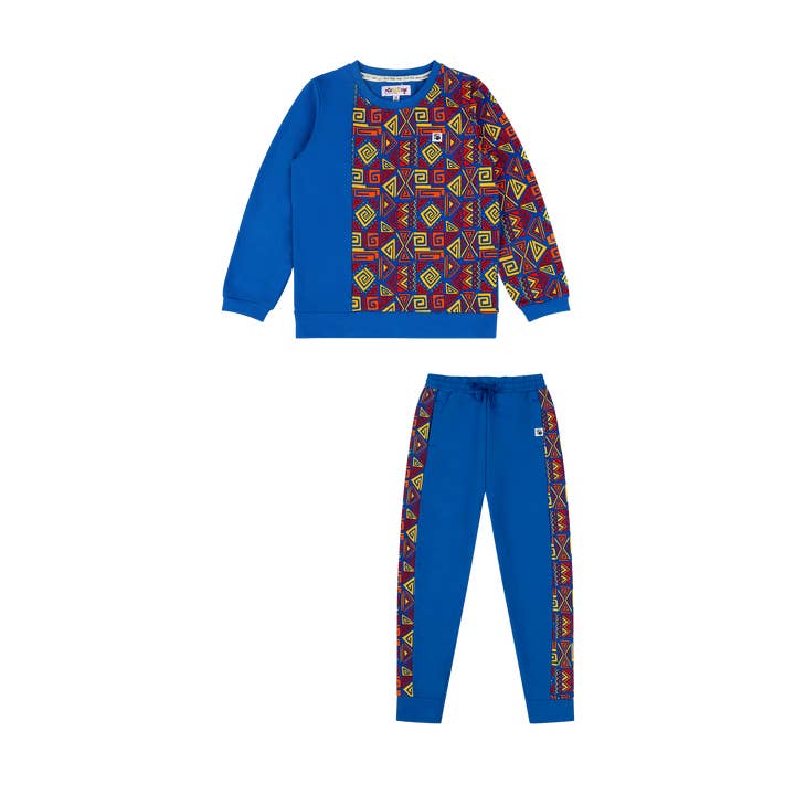Set mit Rundhals-Sweatshirt und Jogginghose für Jungen — Blau, Mehrfarbig für den Großhandel von Mixed Up Clothing