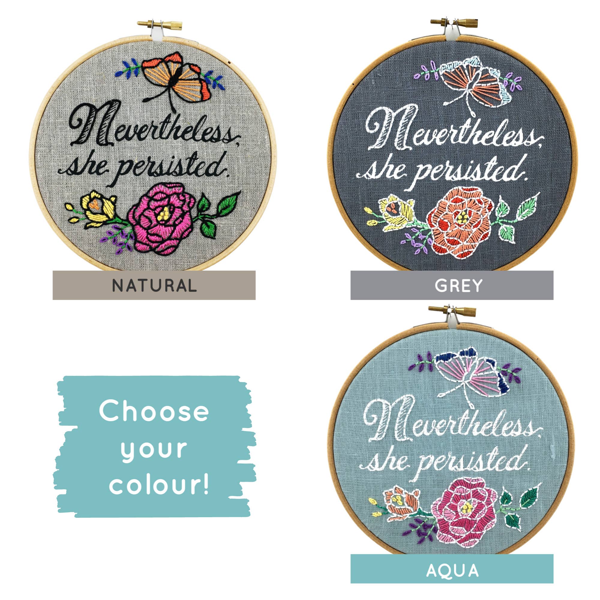 I Heart Stitch Art – wholesale Embroidery/cross-stitch supplies – Nevertheless, She Persisted: Embroidery Kit5