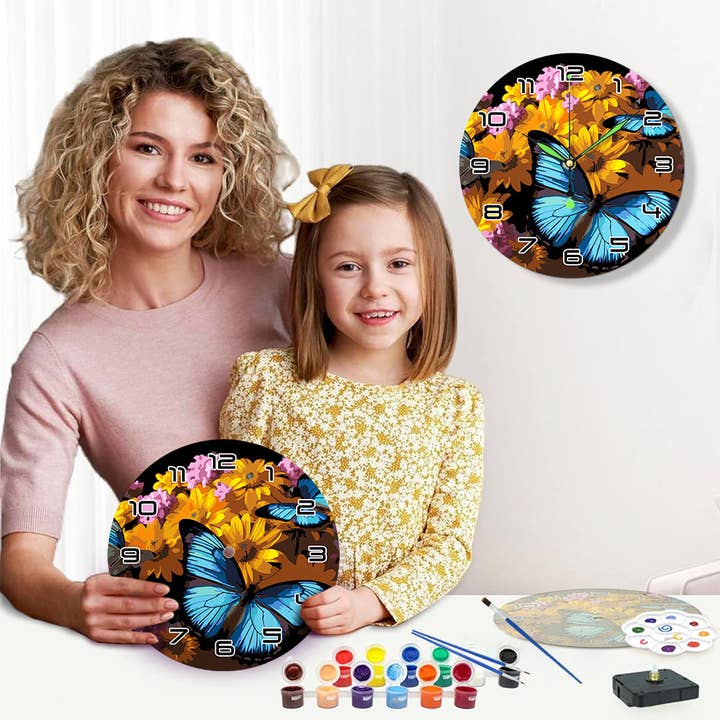 Paint Your Numbers - Wholesale DIY Craft Kit - Paint the Moment – Butterfly Bloom Clock Kit30