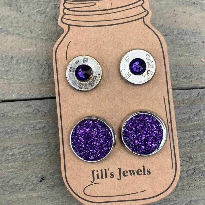 Lilla Druzy 38 Special Bullet örhänge Set för wholesale av Jill's Jewels