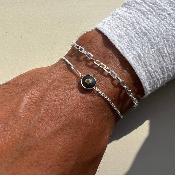 Christina Christi - Wholesale Jewelry - Men's - Men's Bracelet Silver, Evil Eye Bracelet Men, SIlver Chain