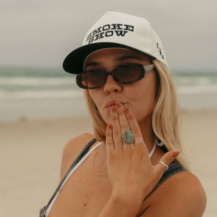 Black White Smoke Show Cotton Twill Hat for wholesale on Faire4