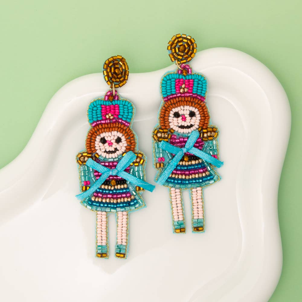SP Sophia Collection - Wholesale Dangle Earrings - Christmas Nutcracker Dame Beaded Post Dangle Earrings2