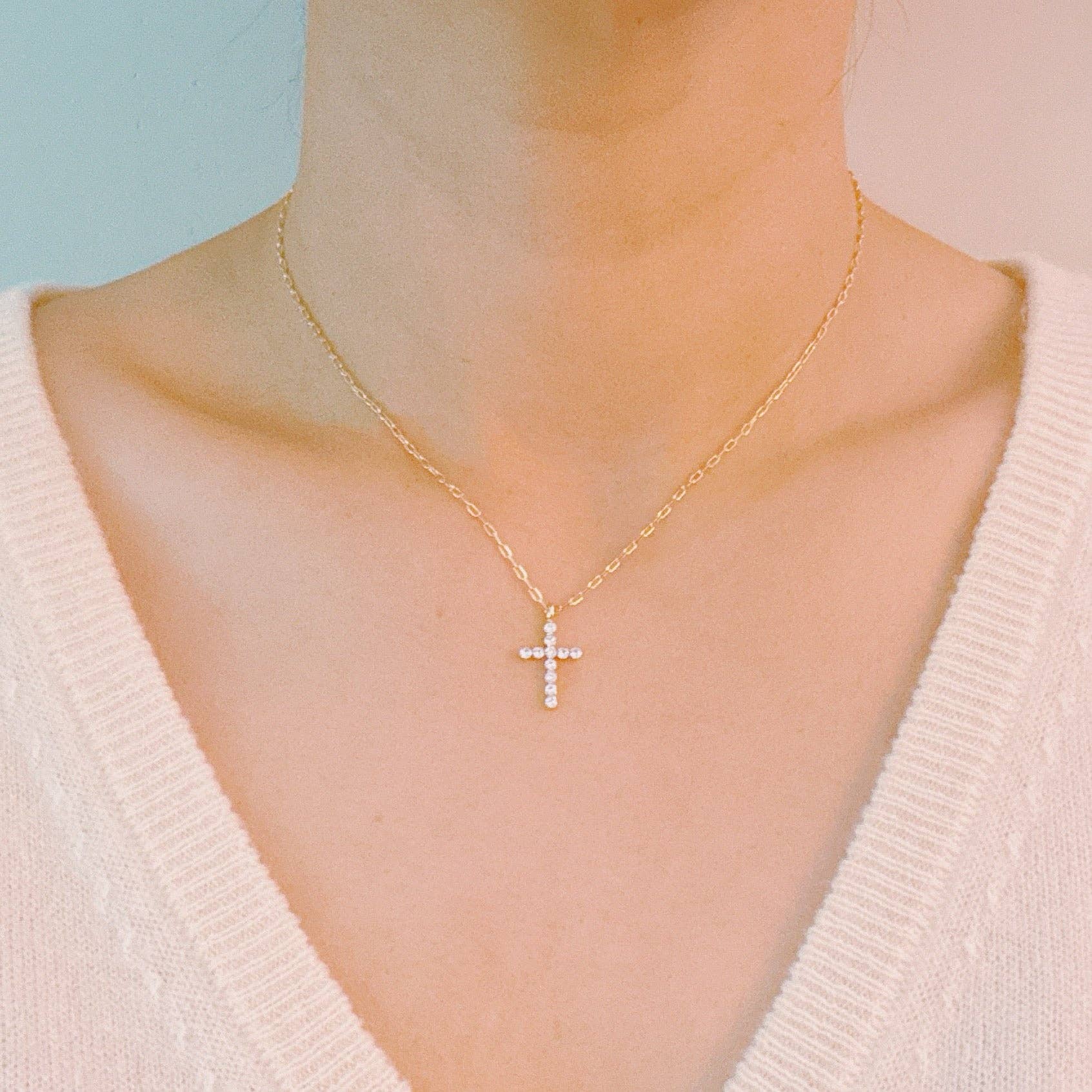 Ellison+Young - Wholesale Pendant/Charm Necklace - Faceted Crystal Cross Necklace2
