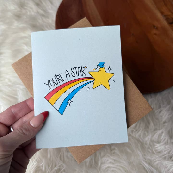 "You're a star" Shooting Star Graduation Cap Card for wholesale by Big Moods