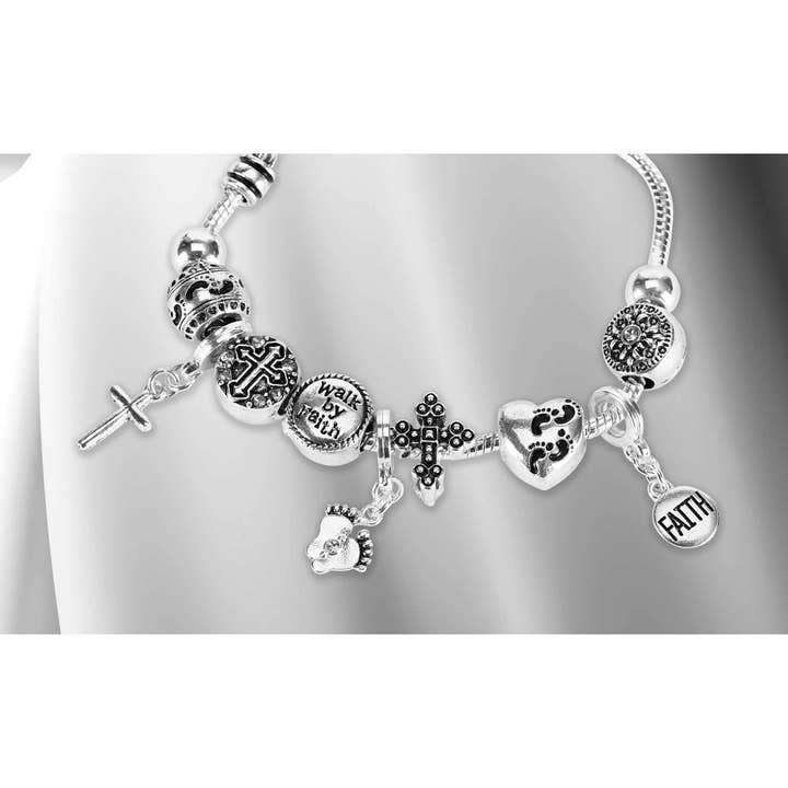 Dicksons - Wholesale Charm/Dangle Bracelet - FOOTPRINTS BRACELET SILVER PLATE LOBSTER1
