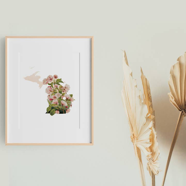 Paperfinch Design - Vendita all'ingrosso Stampa artistica - Stampa d'arte del fiore di melo del Michigan | serie di fiori statali3