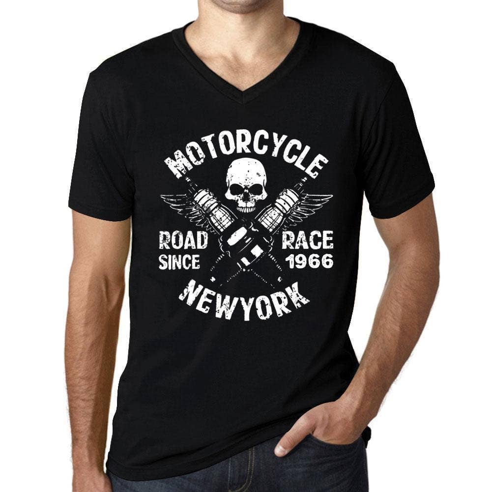 Men's Graphic V-Neck T-Shirt Motorcycle Race Since 1966 Deep Black for wholesale on Faire0