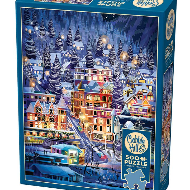 Puzzle de 500 pièces Ski Town pour la vente par Outset Games and Cobble Hill Puzzles