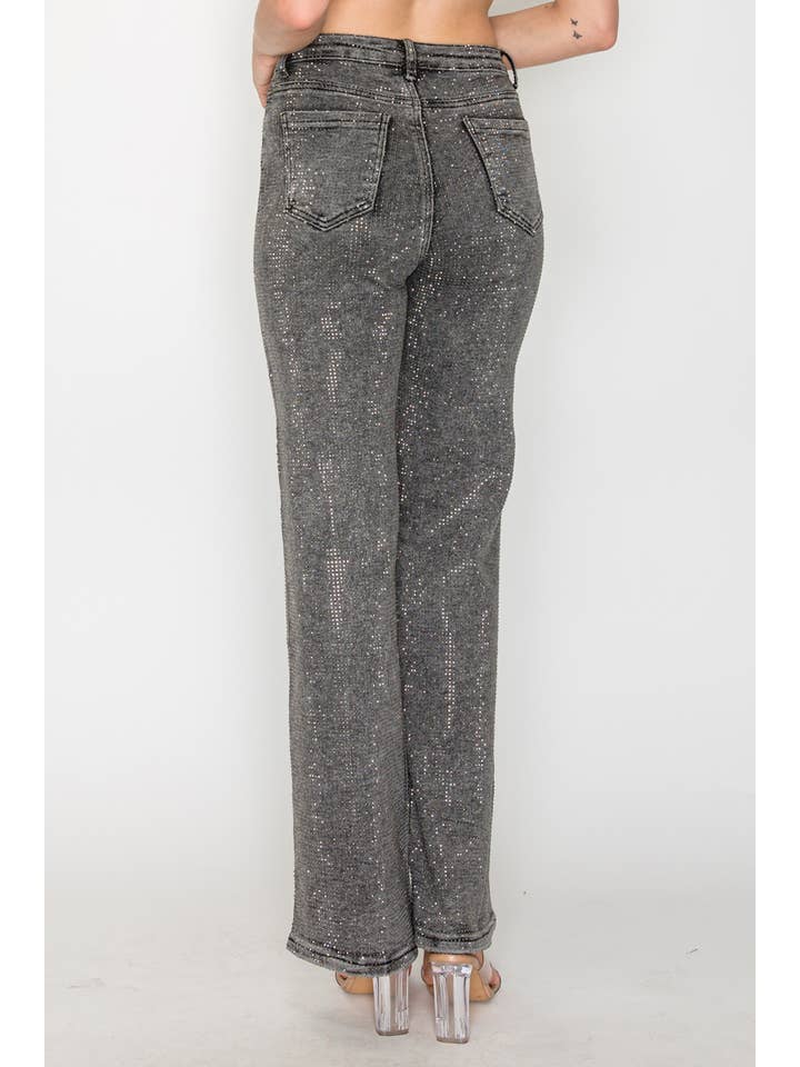 Nina Rossi Jeans - Wholesale Jeans - Women's - NR3188 - Stone embellished grey 5 pockets jeans 1