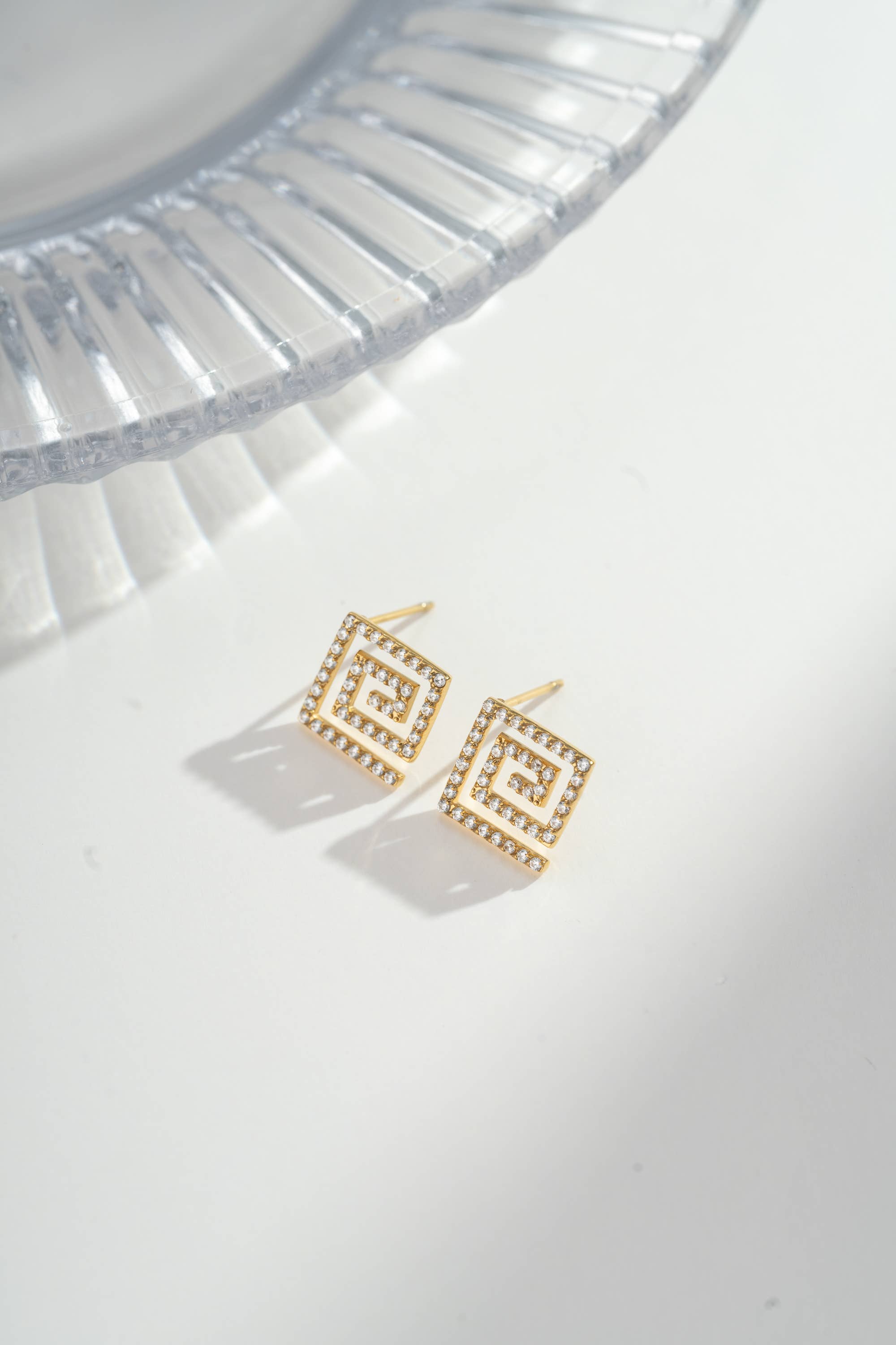 COSMOS – wholesale Jewellery set – Rectangular Spiral Crystal Set 4 Pieces Steel6