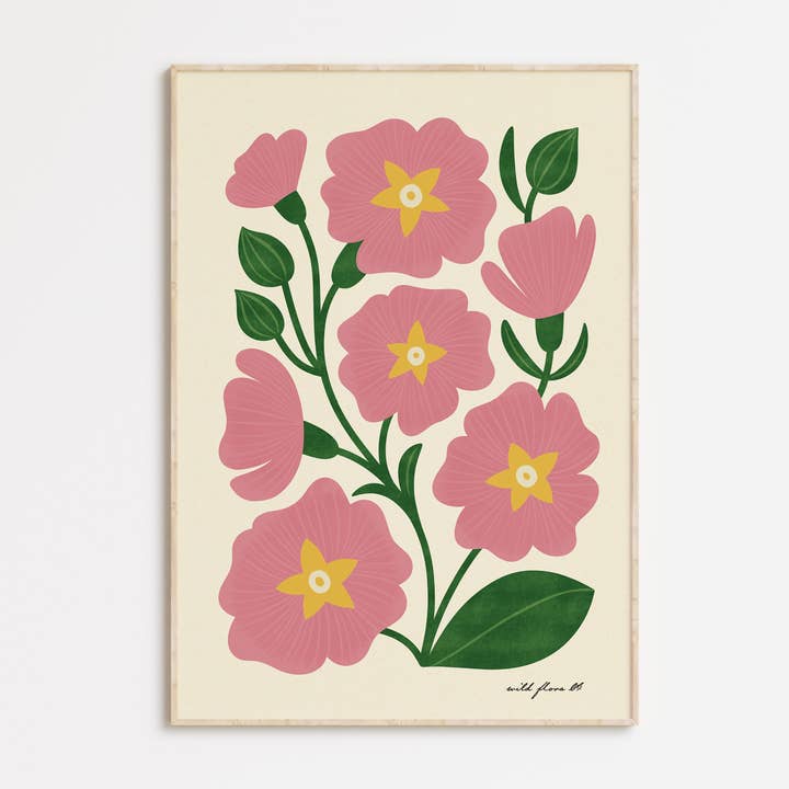 Primrose | Modern-Retro Wildflower Art Print | Wall Decor for wholesale by Bird & Co Studio