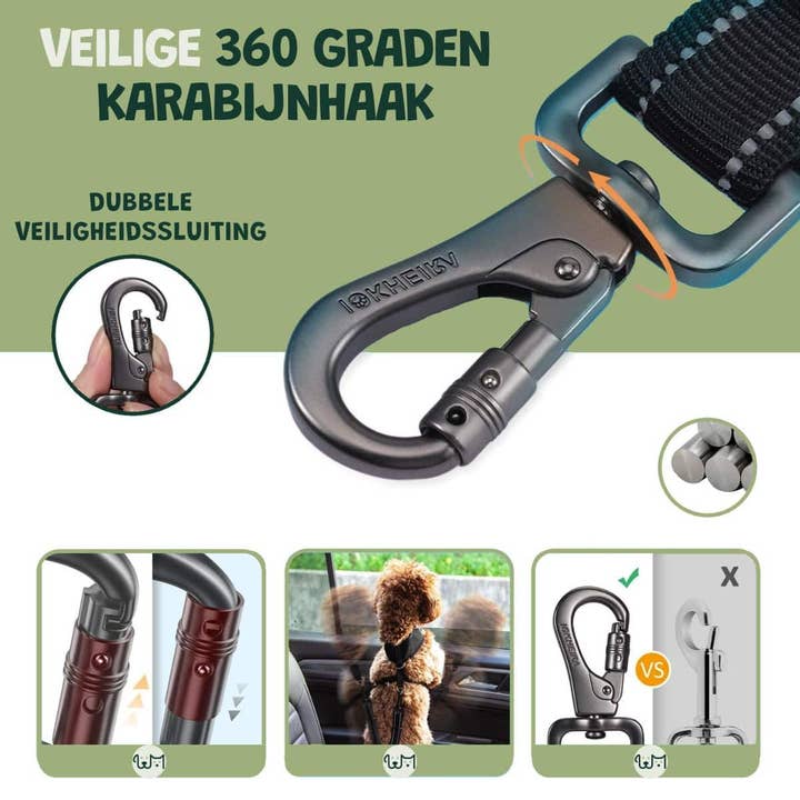 De Blaffende Kat - Wholesale Pet Leash - Dog - Elastic Dog Seat Belt 40-80 Cm - 2 Pieces4