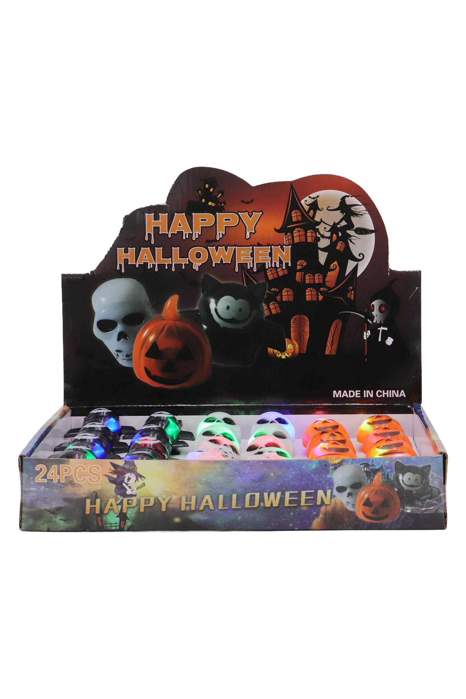 ASSORTED Halloween Ornament Led Light-up Ring - 24 Pcs for wholesale on Faire2