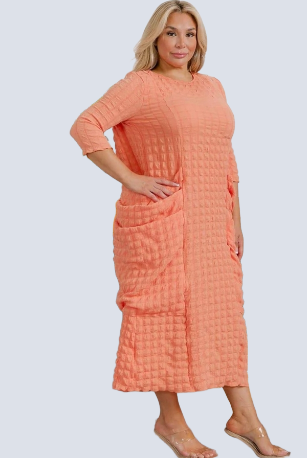 J2 FASHION - Wholesale Dress - Women's - TRIPLE POCKET RELAX FIT POPCORN DRESS1