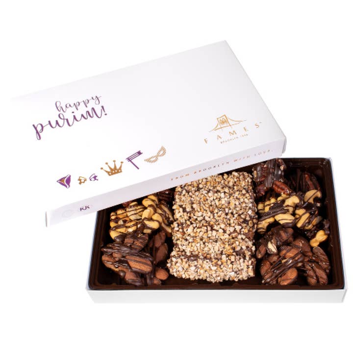 Purim Mishloach Manot Gift Box -Kosher, Dairy free for wholesale by Fames Chocolates
