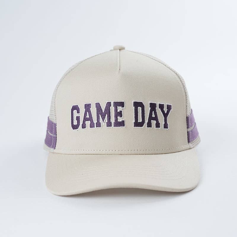 Trendy Tee Co. - Wholesale Trucker Hat - Women's - Embroidered Game Day Double Stripe Trucker Hat1