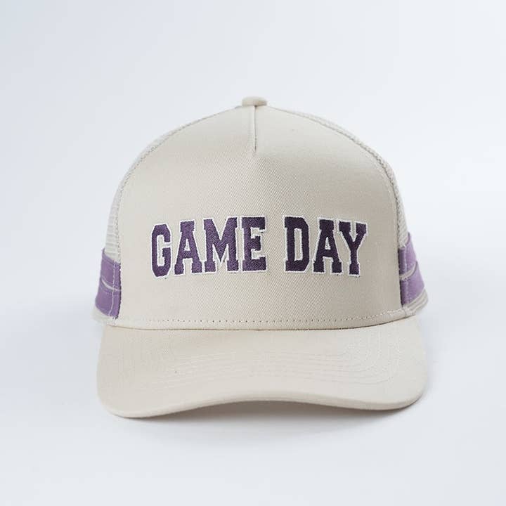 Trendy Tee Co. - Wholesale Trucker Hat - Women's - Embroidered Game Day Double Stripe Trucker Hat1
