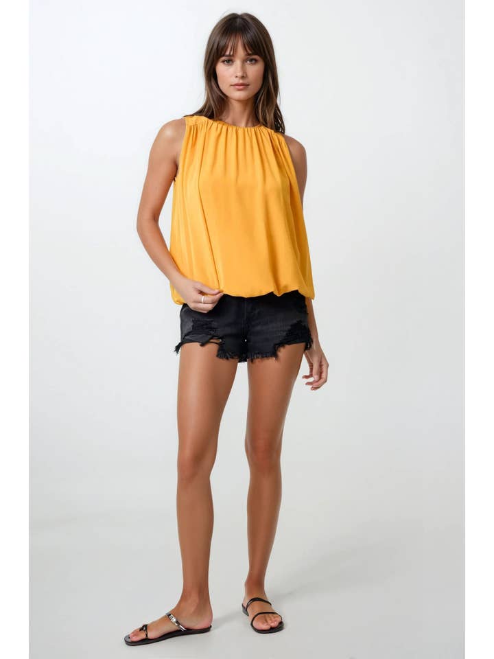 Doe and Rae - Wholesale Blouse - Women's - SHIRRED WOVEN TOP - 43125T