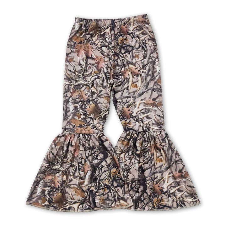 Camo hunting girls bell bottom pants for wholesale by Yawoo Garments