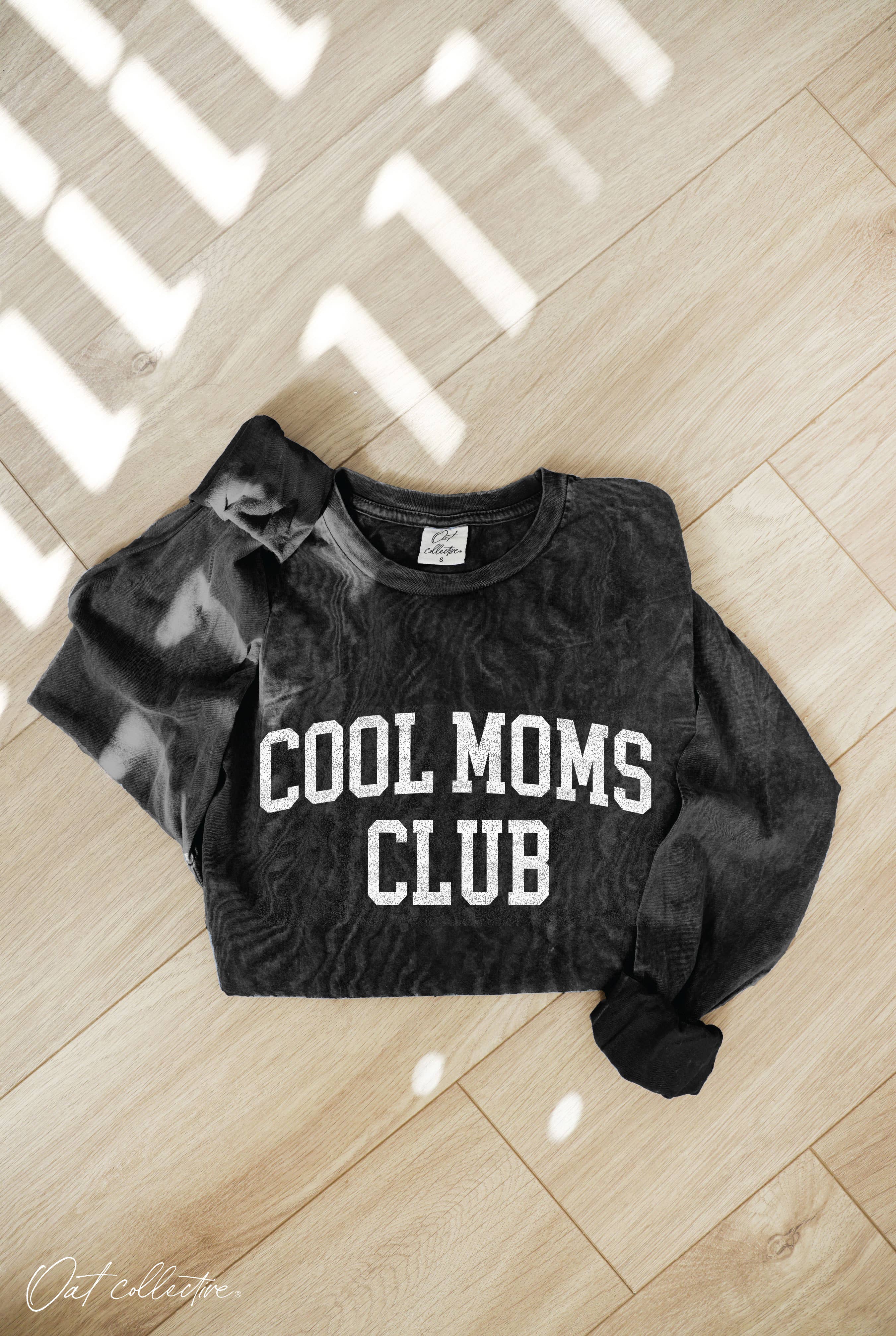 OAT COLLECTIVE - Wholesale Screen Printed T-Shirt - Women's - COOL MOMS CLUB Mineral Washed Long Sleeve Graphic0