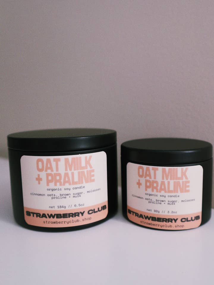 Oat Milk + Praline Soy Candle for wholesale by Strawberry Club