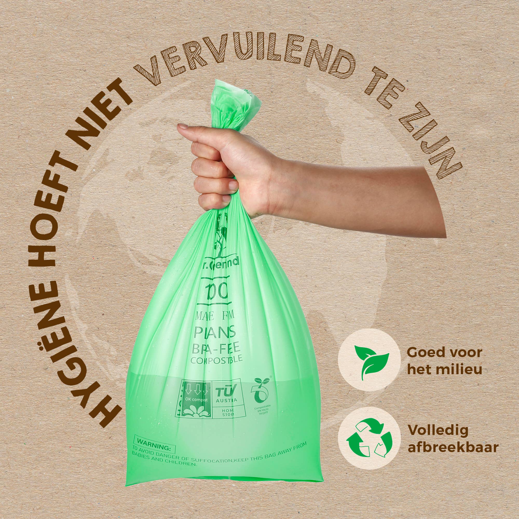 Mr. Green Mind – Engroshandel Skraldespand – 60 liter komposterbare økologiske poser, dispenser med 60 stk.6