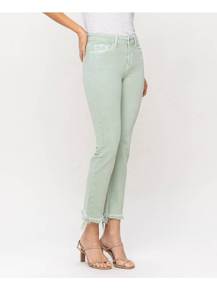 MINT MID RISE CROP STRAIGHT JEANS V3370MI for wholesale on Faire
