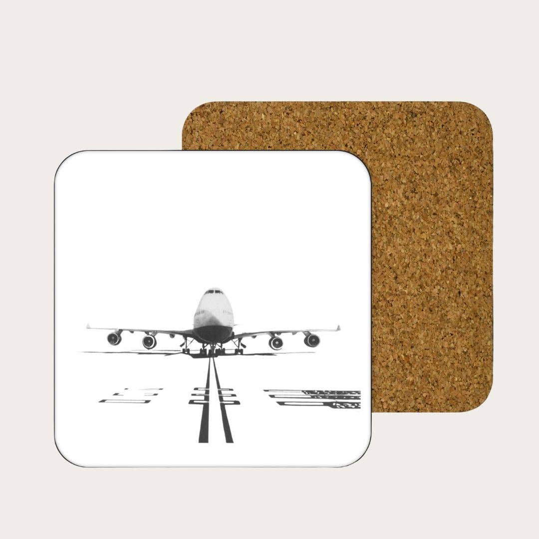 Libra Fine Arts – wholesale Coasters – 747 Plane Drinks Coaster – Hand Drawn Aviation Gift1