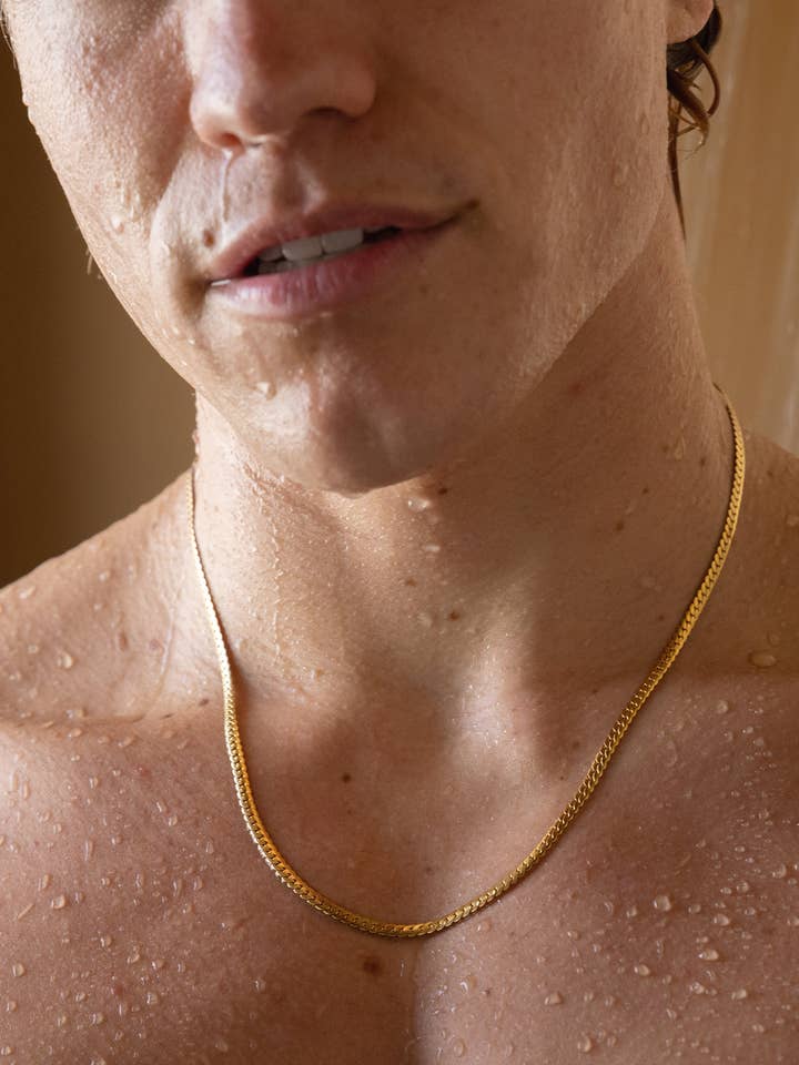 3 mm platt kedja i guldpläterat rostfritt stål halsband för wholesale av We Are All Smith